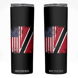 USA Trinidad and Tobago Skinny Tumbler Retro Vintage American Trini Pride Flag TS10 Black Print Your Wear