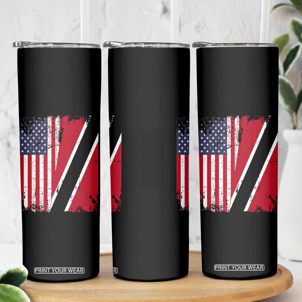 USA Trinidad and Tobago Skinny Tumbler Retro Vintage American Trini Pride Flag TS10 Print Your Wear