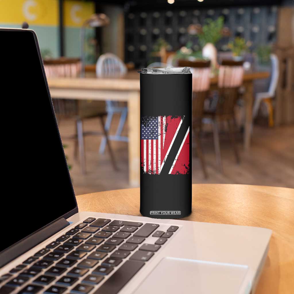 USA Trinidad and Tobago Skinny Tumbler Retro Vintage American Trini Pride Flag TS10 Print Your Wear