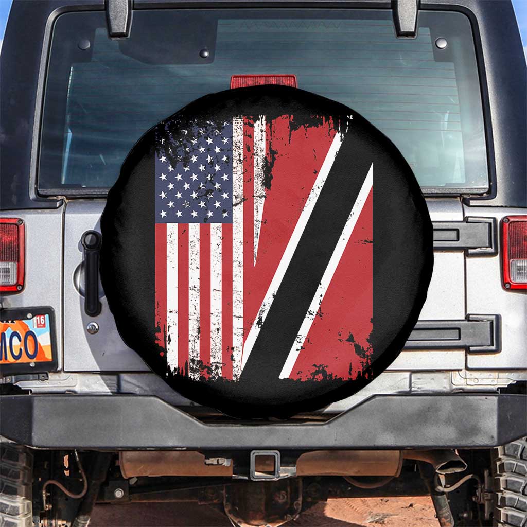 USA Trinidad and Tobago Spare Tire Cover Retro Vintage American Trini Pride Flag TS10 No hole Black Print Your Wear