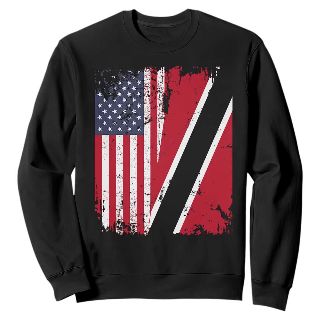 USA Trinidad and Tobago Sweatshirt Retro Vintage American Trini Pride Flag TS10 Black Print Your Wear