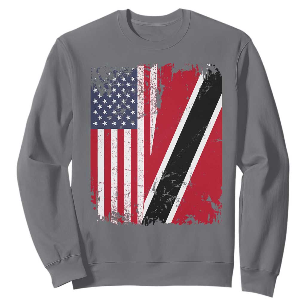 USA Trinidad and Tobago Sweatshirt Retro Vintage American Trini Pride Flag TS10 Charcoal Print Your Wear