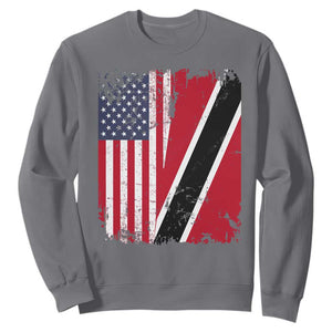 USA Trinidad and Tobago Sweatshirt Retro Vintage American Trini Pride Flag TS10 Charcoal Print Your Wear