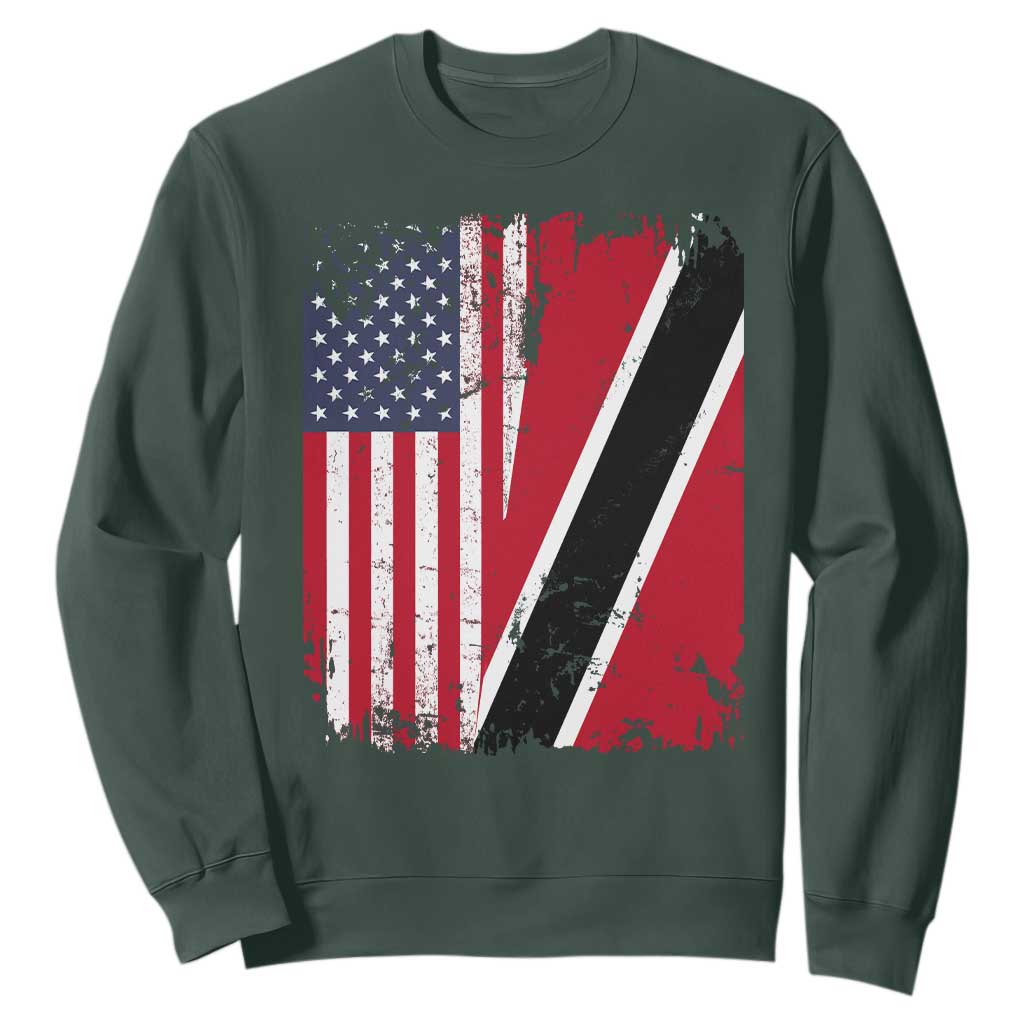 USA Trinidad and Tobago Sweatshirt Retro Vintage American Trini Pride Flag TS10 Dark Forest Green Print Your Wear