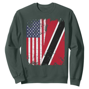 USA Trinidad and Tobago Sweatshirt Retro Vintage American Trini Pride Flag TS10 Dark Forest Green Print Your Wear