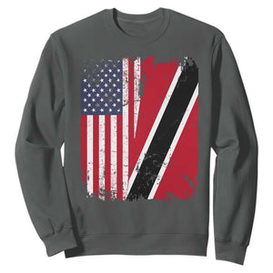 USA Trinidad and Tobago Sweatshirt Retro Vintage American Trini Pride Flag TS10 Dark Heather Print Your Wear