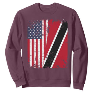 USA Trinidad and Tobago Sweatshirt Retro Vintage American Trini Pride Flag TS10 Maroon Print Your Wear