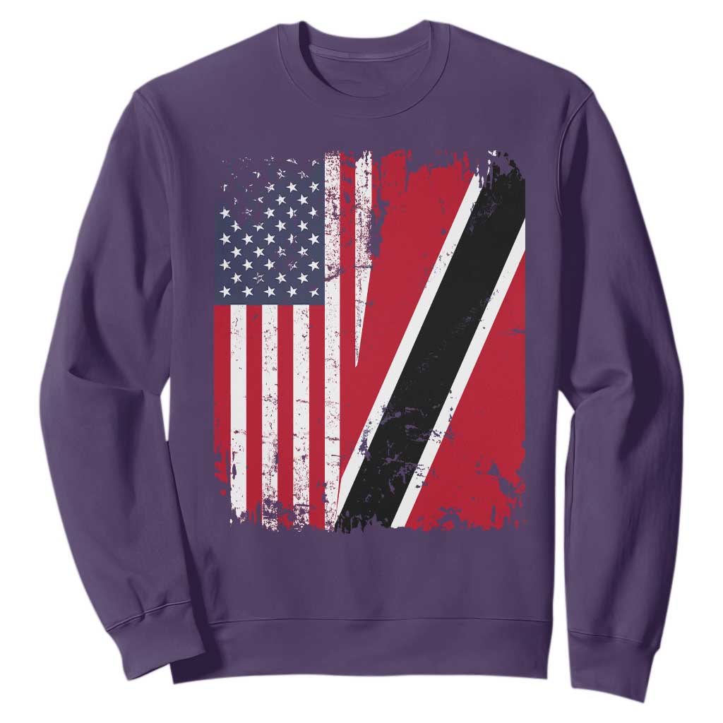 USA Trinidad and Tobago Sweatshirt Retro Vintage American Trini Pride Flag TS10 Purple Print Your Wear