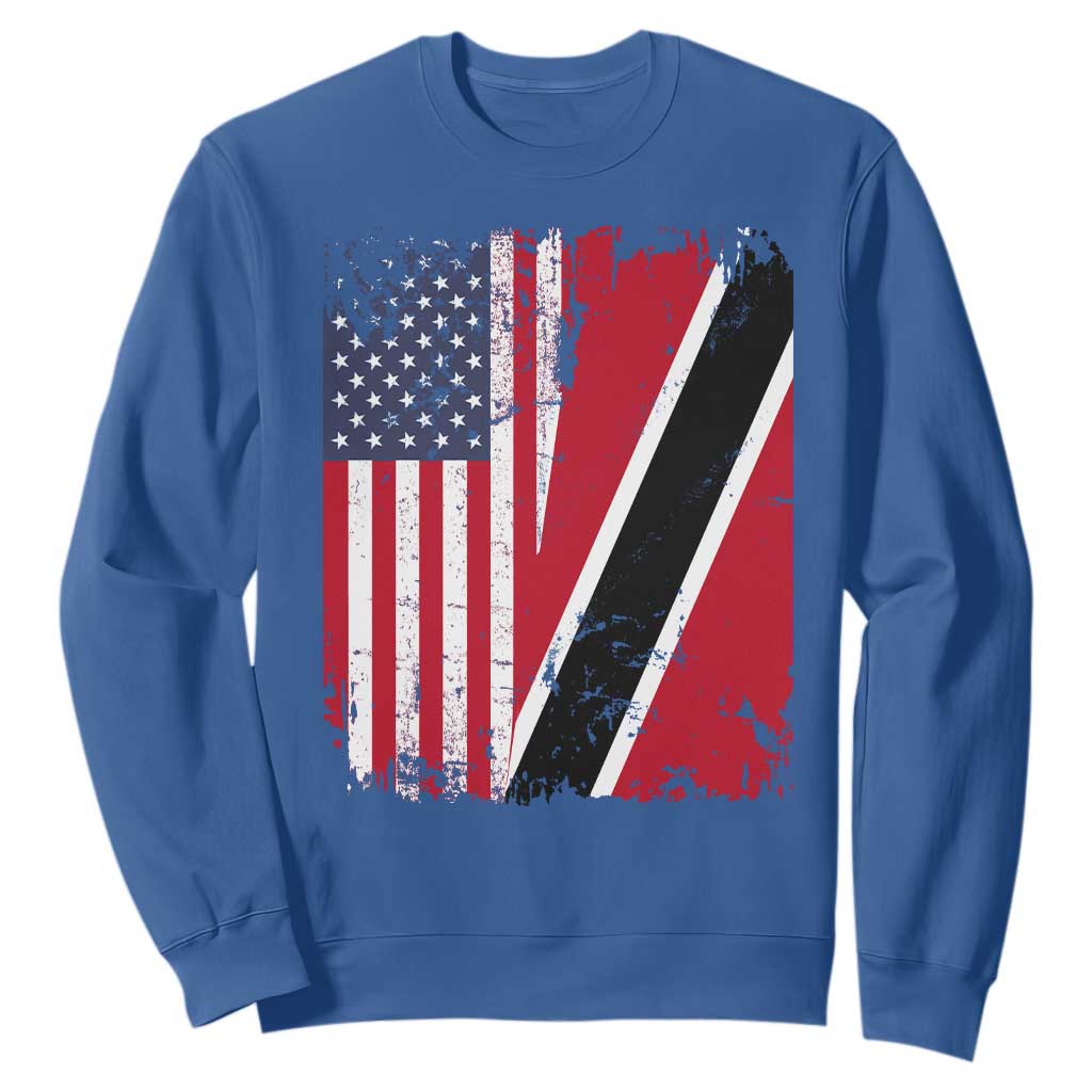 USA Trinidad and Tobago Sweatshirt Retro Vintage American Trini Pride Flag TS10 Royal Blue Print Your Wear