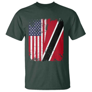 USA Trinidad and Tobago T Shirt Retro Vintage American Trini Pride Flag TS10 Dark Forest Green Print Your Wear