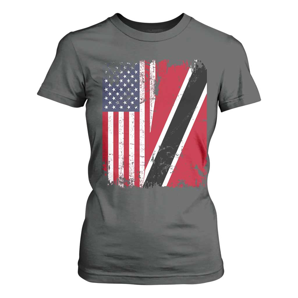 USA Trinidad and Tobago T Shirt For Women Retro Vintage American Trini Pride Flag TS10 Dark Heather Print Your Wear