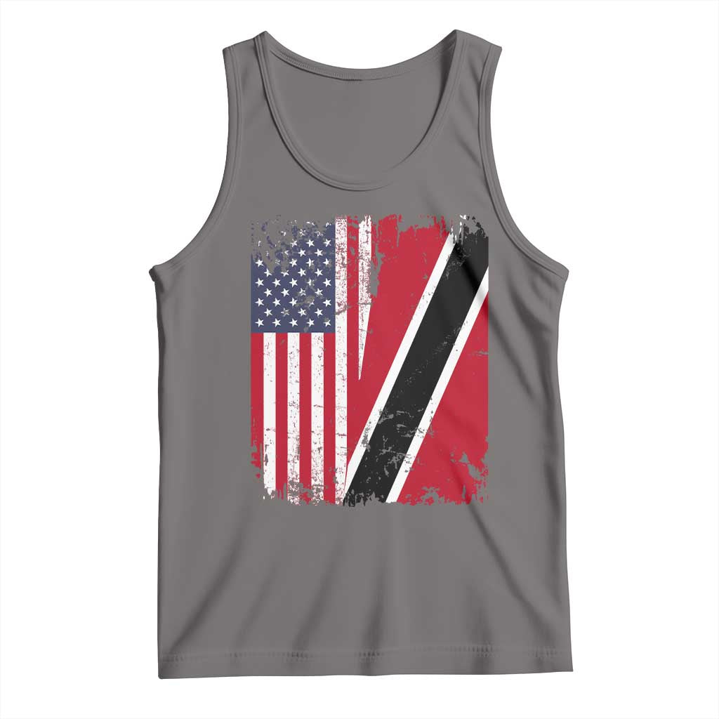 USA Trinidad and Tobago Tank Top Retro Vintage American Trini Pride Flag TS10 Deep Heather Print Your Wear