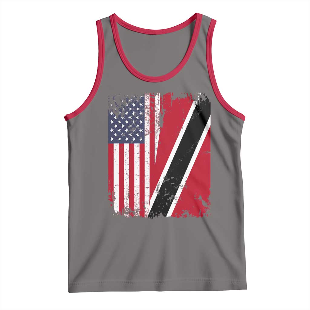 USA Trinidad and Tobago Tank Top Retro Vintage American Trini Pride Flag TS10 Deep Heather Red Print Your Wear