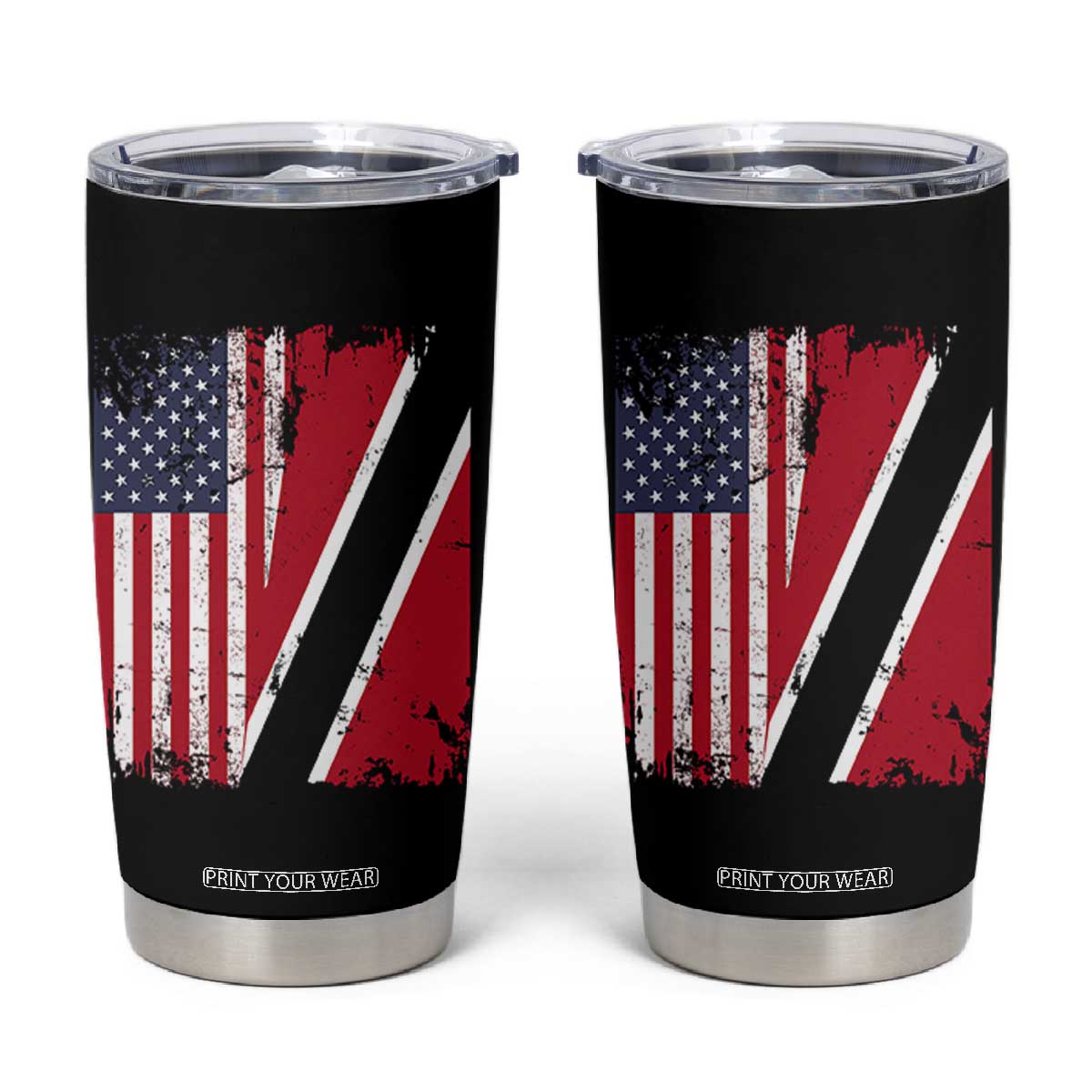 USA Trinidad and Tobago Tumbler Cup Retro Vintage American Trini Pride Flag TS10 Black Print Your Wear