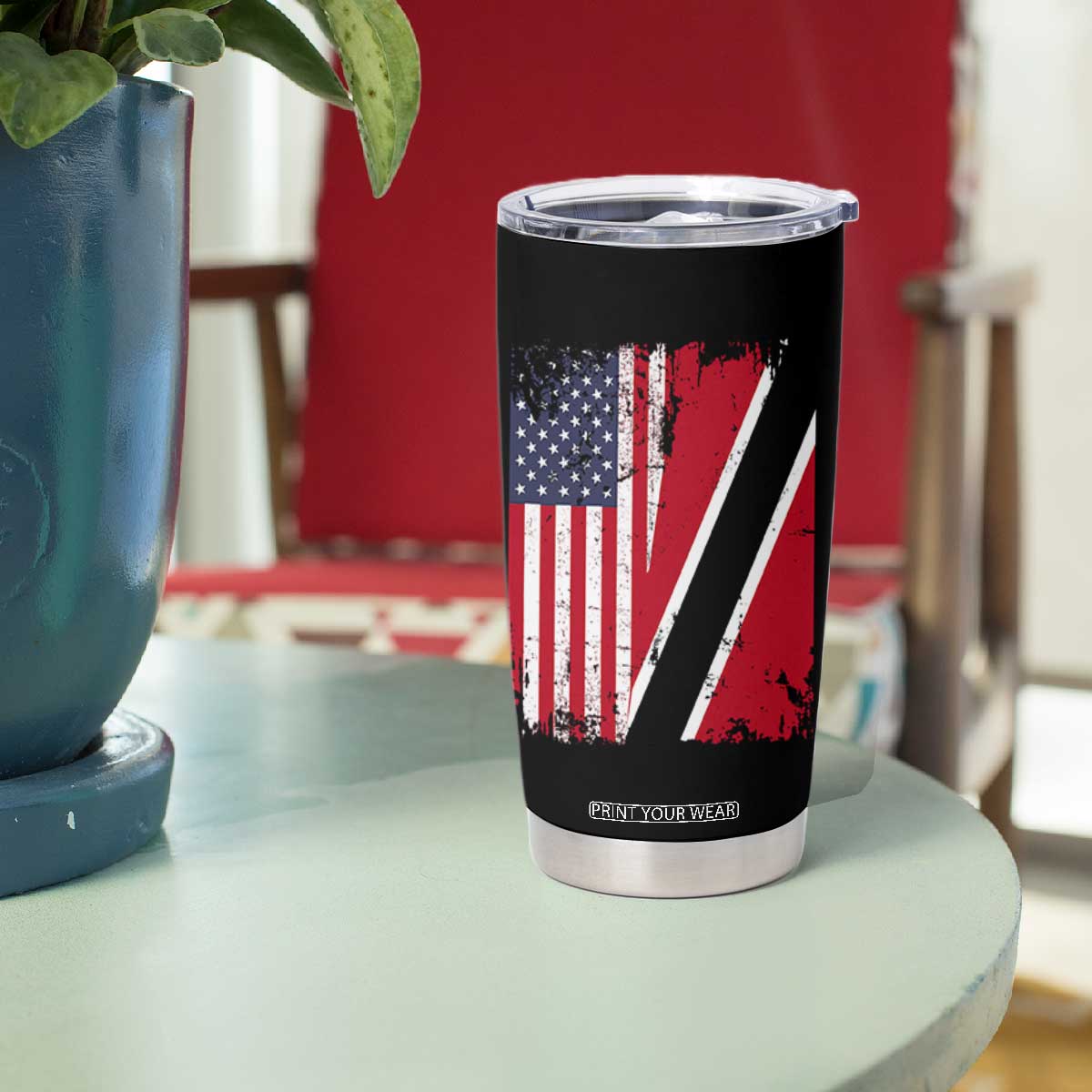 USA Trinidad and Tobago Tumbler Cup Retro Vintage American Trini Pride Flag TS10 Print Your Wear