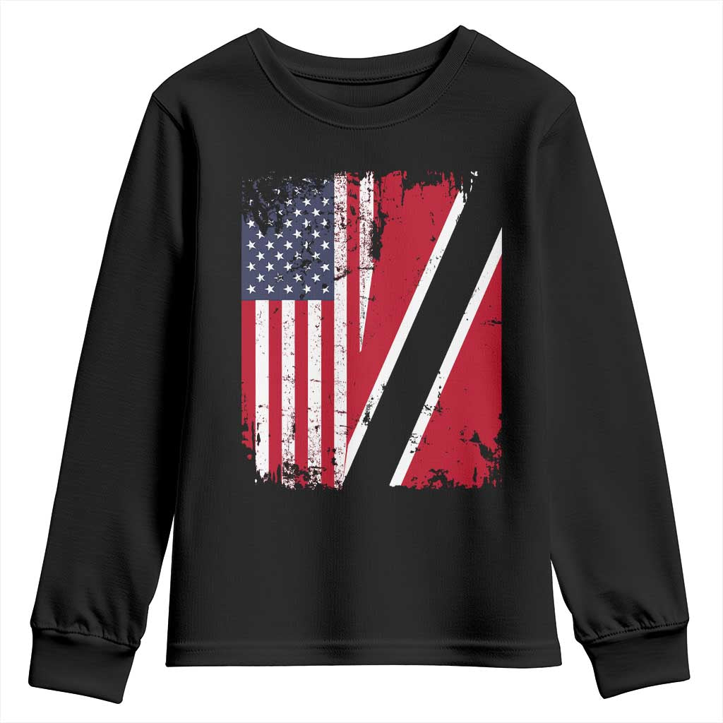 USA Trinidad and Tobago Youth Sweatshirt Retro Vintage American Trini Pride Flag TS10 Black Print Your Wear