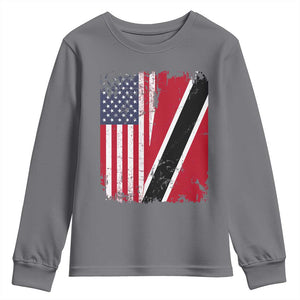 USA Trinidad and Tobago Youth Sweatshirt Retro Vintage American Trini Pride Flag TS10 Charcoal Print Your Wear