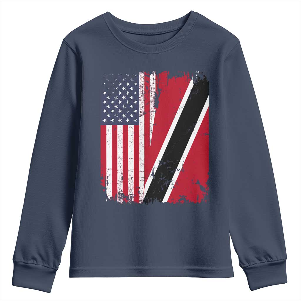 USA Trinidad and Tobago Youth Sweatshirt Retro Vintage American Trini Pride Flag TS10 Navy Print Your Wear