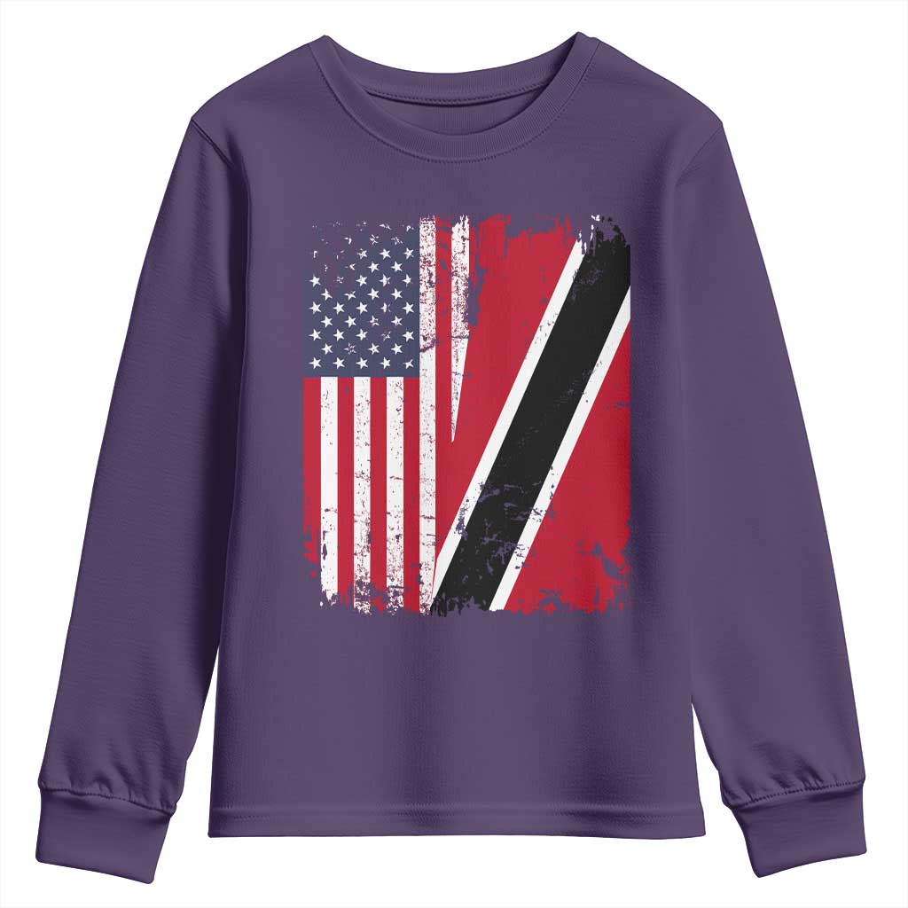 USA Trinidad and Tobago Youth Sweatshirt Retro Vintage American Trini Pride Flag TS10 Purple Print Your Wear