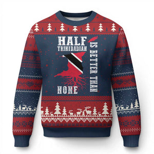 Half Trinidadian Ugly Christmas Sweater Is Better Than None Trini Pride TS10 Navy Red Print Your Wear