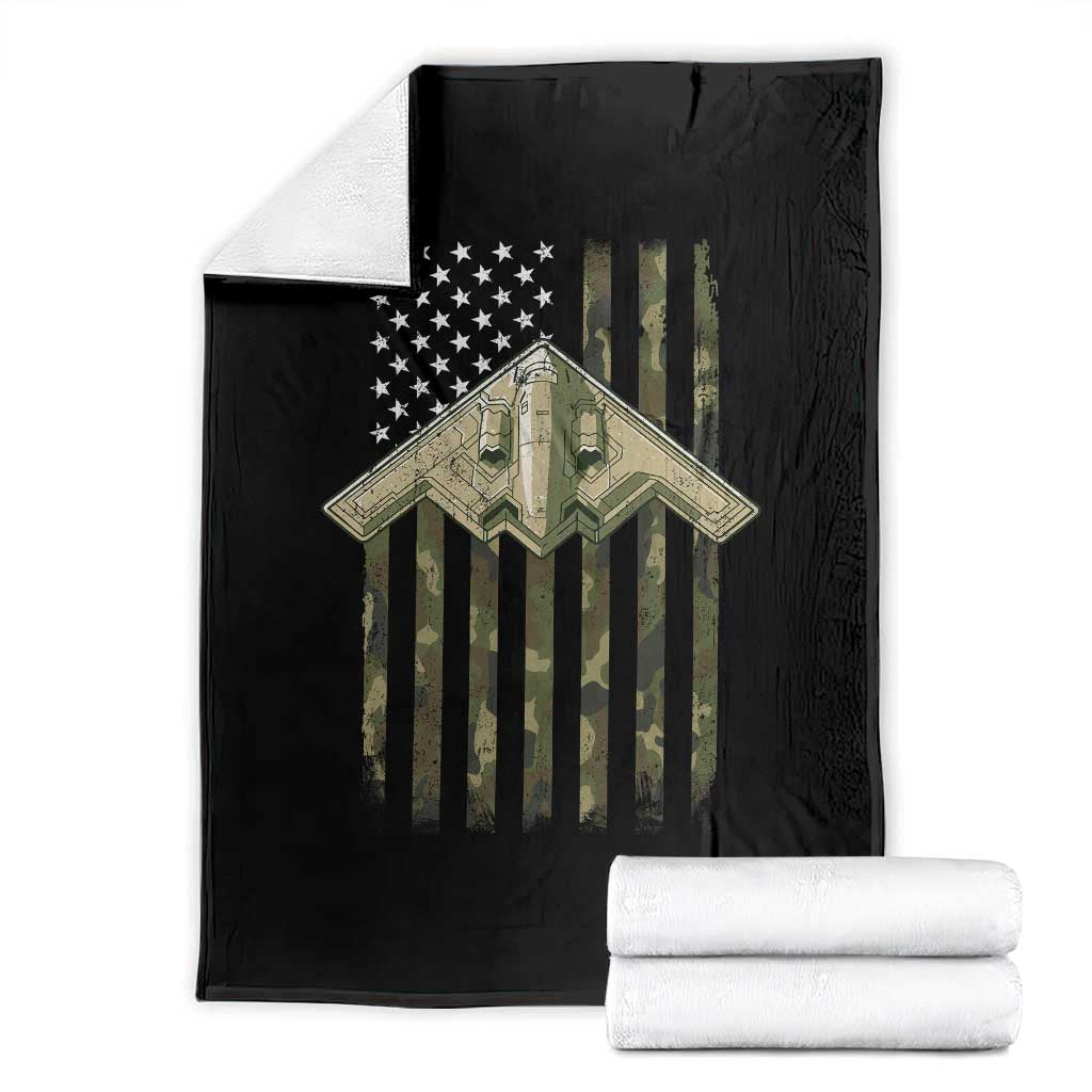 Retro Camo B2 Spirit Throw Blanket B-2 Bomber Stealth Aircraft Camouflage US Flag Patriotic TS10 Black Print Your Wear