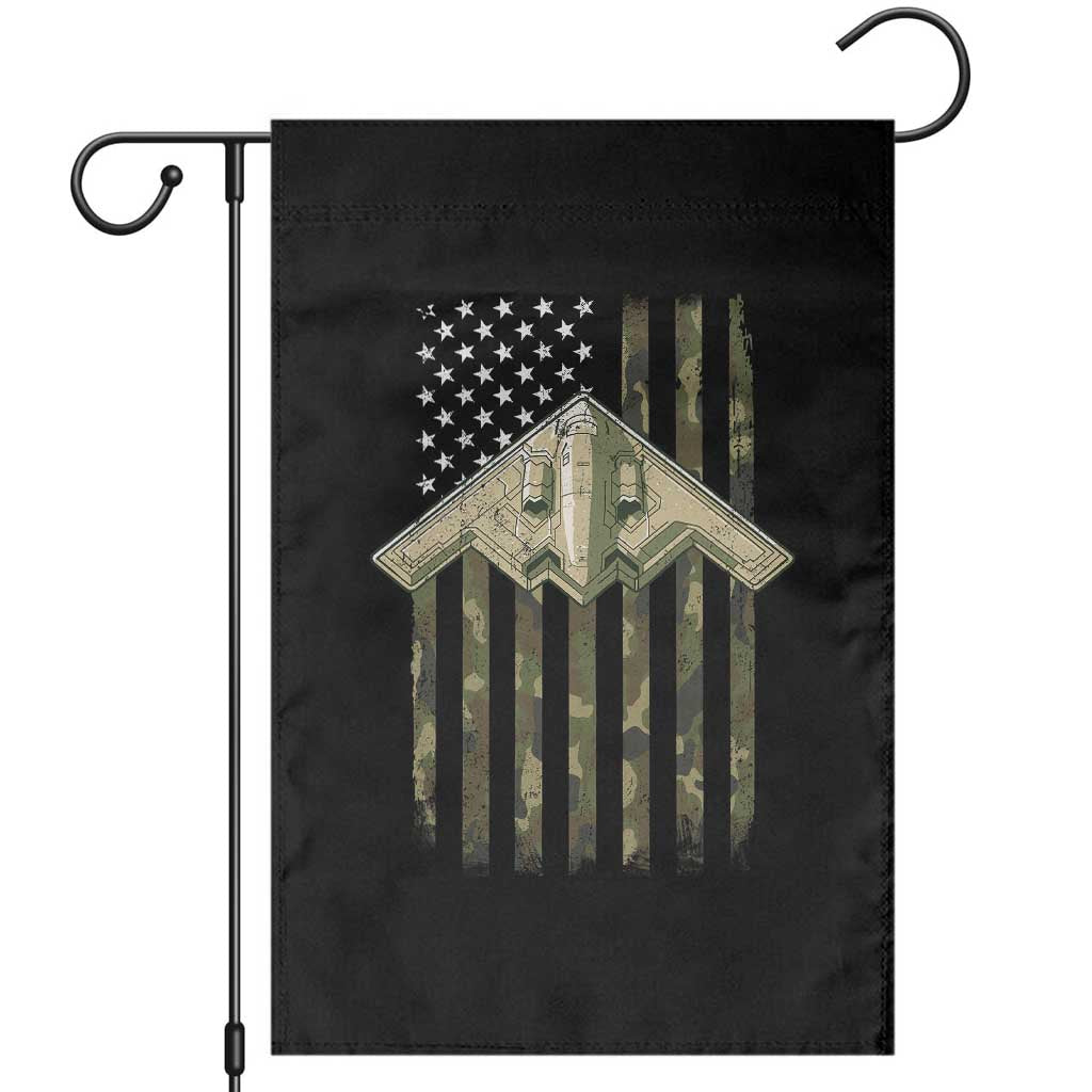 Retro Camo B2 Spirit Garden Flag B-2 Bomber Stealth Aircraft Camouflage US Flag Patriotic TS10 Black Print Your Wear