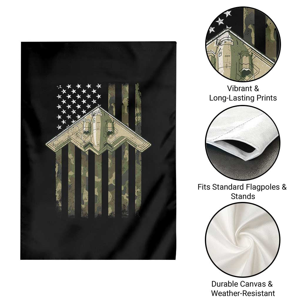 Retro Camo B2 Spirit Garden Flag B-2 Bomber Stealth Aircraft Camouflage US Flag Patriotic TS10 Print Your Wear