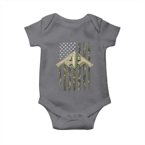 Retro Camo B2 Spirit Baby Onesie B-2 Bomber Stealth Aircraft Camouflage US Flag Patriotic TS10 Charcoal Print Your Wear