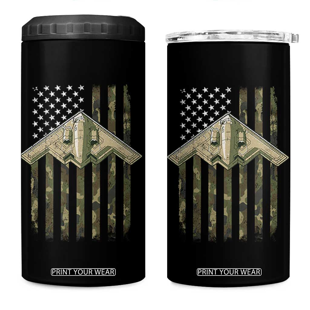 Retro Camo B2 Spirit 4 in 1 Can Cooler Tumbler B-2 Bomber Stealth Aircraft Camouflage US Flag Patriotic TS10 One Size: 16 oz Black Print Your Wear