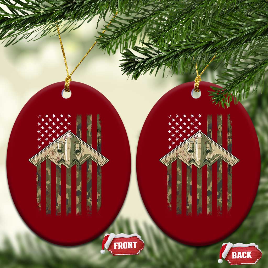 Retro Camo B2 Spirit Ceramic Ornament B-2 Bomber Stealth Aircraft Camouflage US Flag Patriotic TS10 Print Your Wear