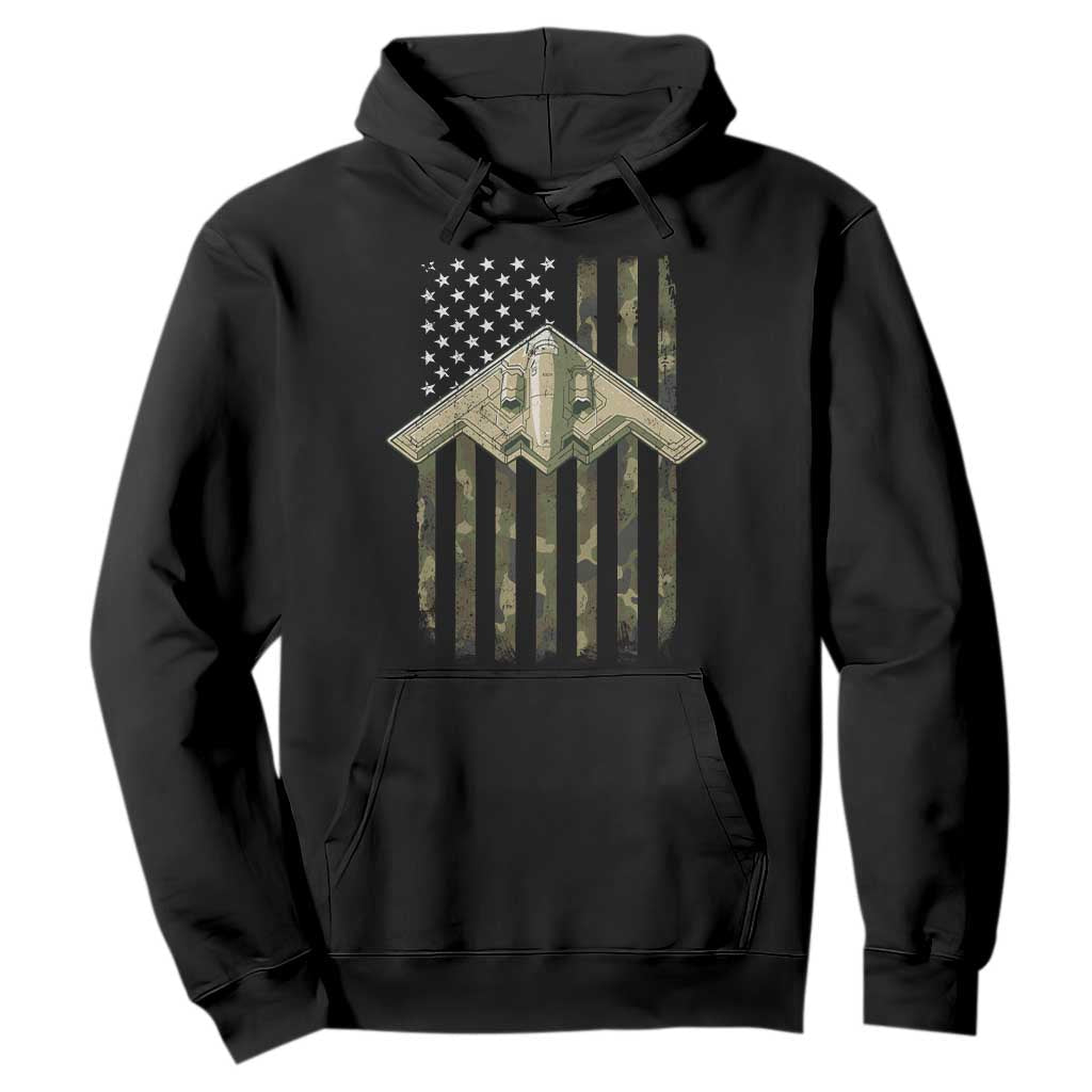 Retro Camo B2 Spirit Hoodie B-2 Bomber Stealth Aircraft Camouflage US Flag Patriotic TS10 Black Print Your Wear