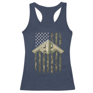Retro Camo B2 Spirit Racerback Tank Top B-2 Bomber Stealth Aircraft Camouflage US Flag Patriotic TS10 Navy Print Your Wear
