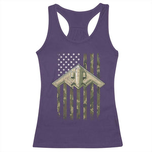 Retro Camo B2 Spirit Racerback Tank Top B-2 Bomber Stealth Aircraft Camouflage US Flag Patriotic TS10 Purple Print Your Wear