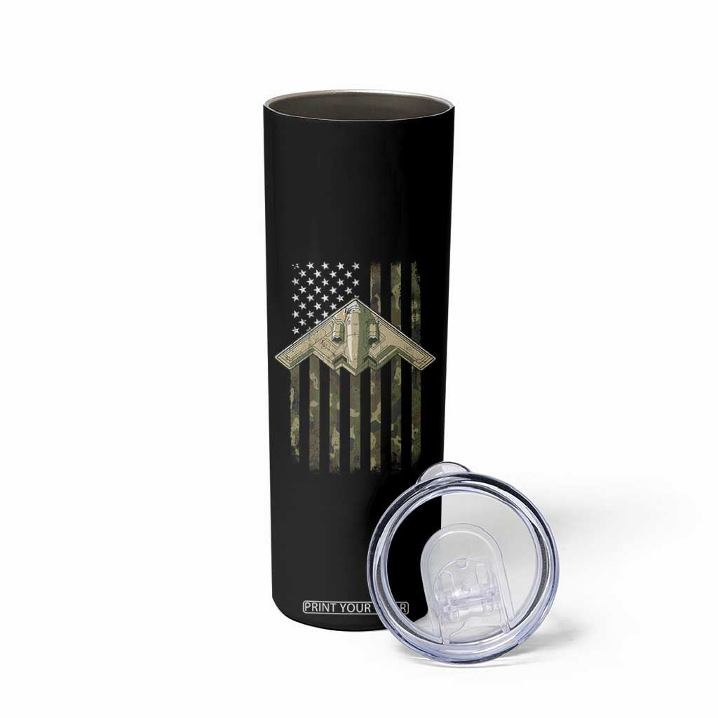 Retro Camo B2 Spirit Skinny Tumbler B-2 Bomber Stealth Aircraft Camouflage US Flag Patriotic TS10 Print Your Wear