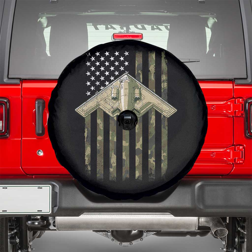 Retro Camo B2 Spirit Spare Tire Cover B-2 Bomber Stealth Aircraft Camouflage US Flag Patriotic TS10 Black Print Your Wear