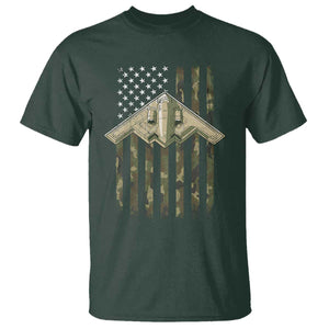 Retro Camo B2 Spirit T Shirt B-2 Bomber Stealth Aircraft Camouflage US Flag Patriotic TS10 Dark Forest Green Print Your Wear