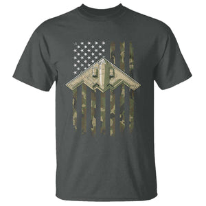 Retro Camo B2 Spirit T Shirt B-2 Bomber Stealth Aircraft Camouflage US Flag Patriotic TS10 Dark Heather Print Your Wear