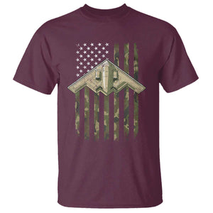 Retro Camo B2 Spirit T Shirt B-2 Bomber Stealth Aircraft Camouflage US Flag Patriotic TS10 Maroon Print Your Wear