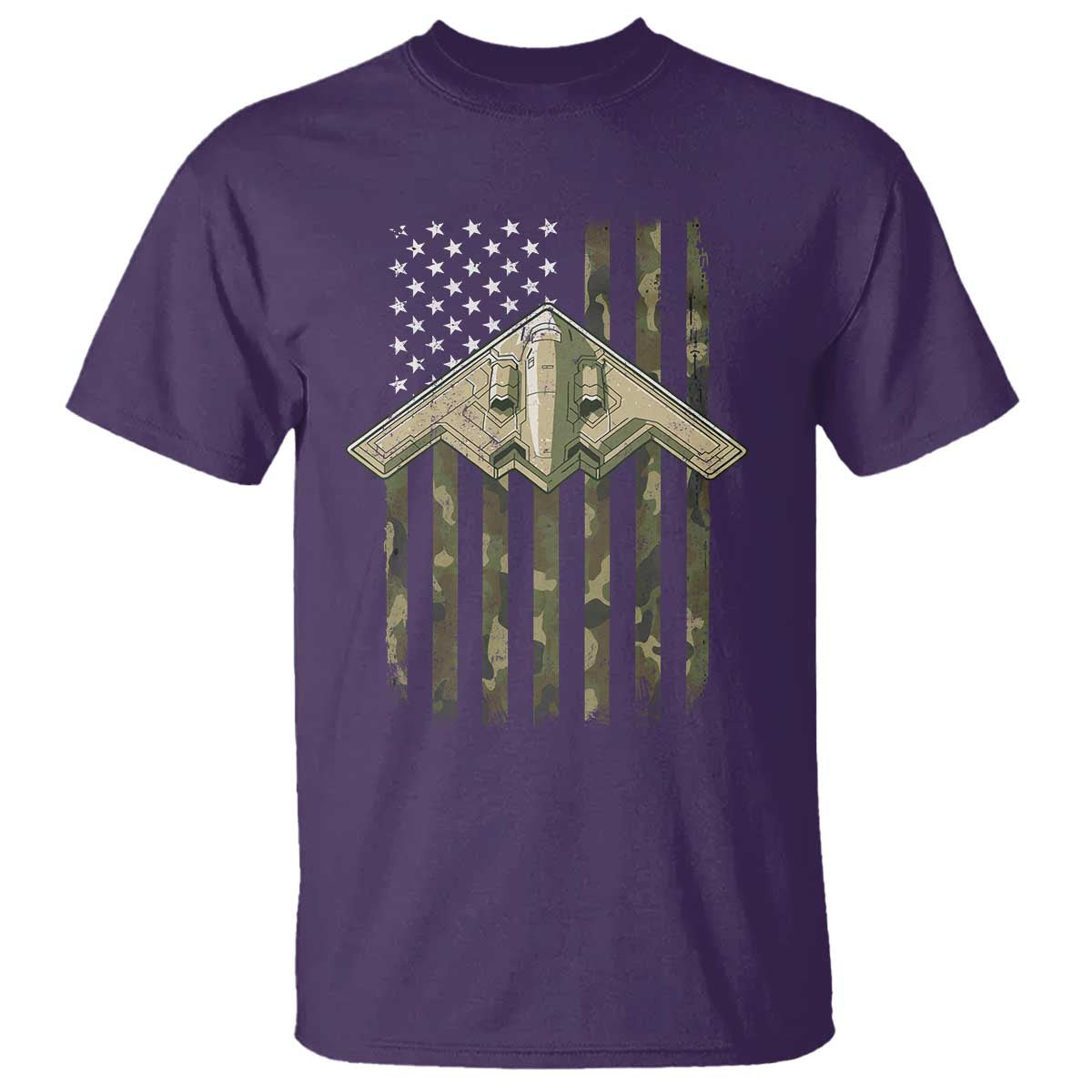 Retro Camo B2 Spirit T Shirt B-2 Bomber Stealth Aircraft Camouflage US Flag Patriotic TS10 Purple Print Your Wear