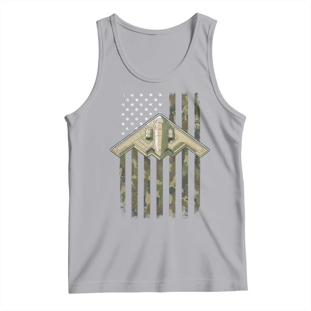 Retro Camo B2 Spirit Tank Top B-2 Bomber Stealth Aircraft Camouflage US Flag Patriotic TS10 Athletic Heather Print Your Wear