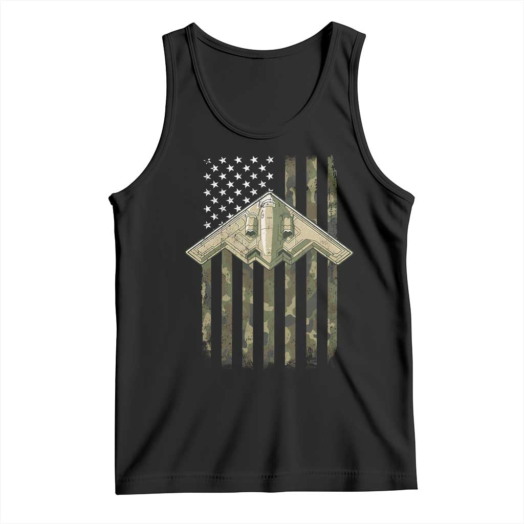 Retro Camo B2 Spirit Tank Top B-2 Bomber Stealth Aircraft Camouflage US Flag Patriotic TS10 Black Print Your Wear
