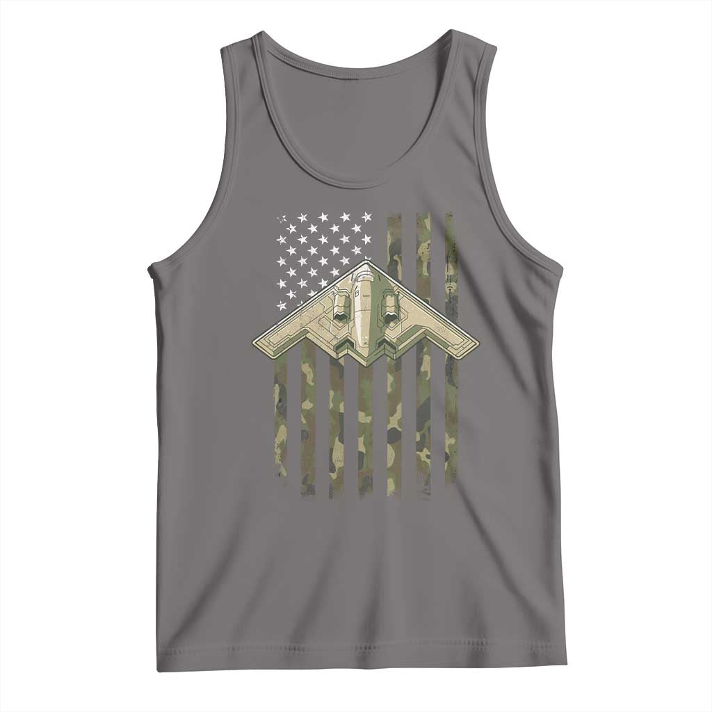 Retro Camo B2 Spirit Tank Top B-2 Bomber Stealth Aircraft Camouflage US Flag Patriotic TS10 Deep Heather Print Your Wear