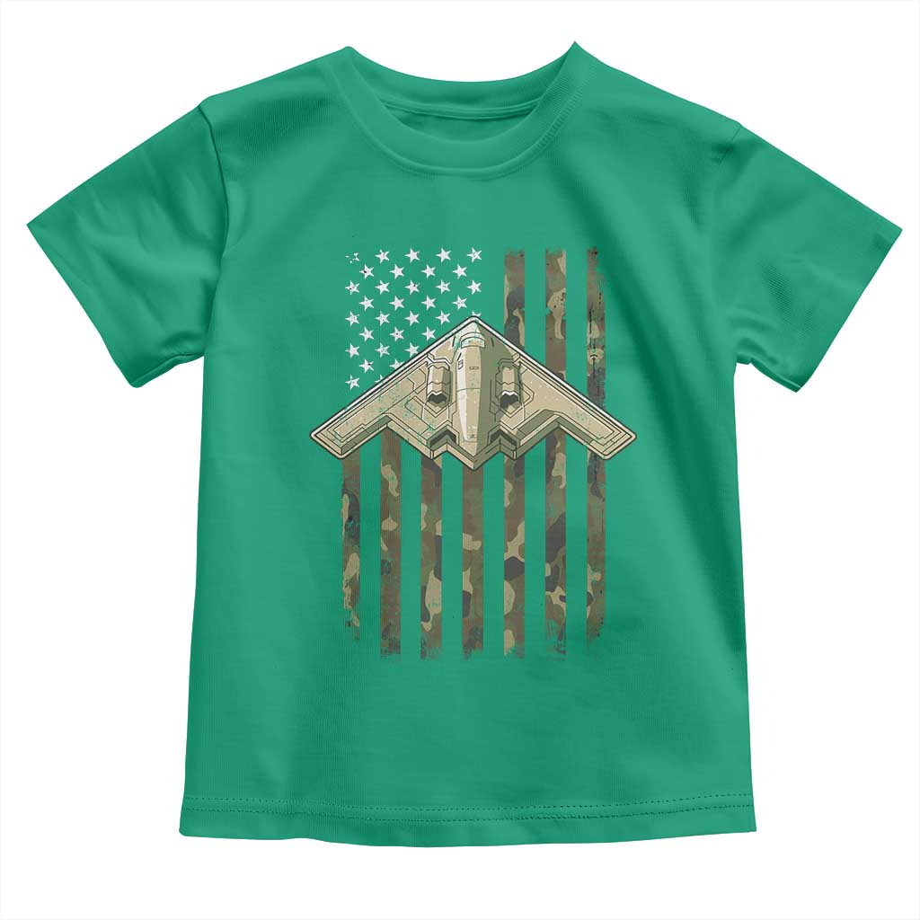 Retro Camo B2 Spirit Toddler T Shirt B-2 Bomber Stealth Aircraft Camouflage US Flag Patriotic TS10 Irish Green Print Your Wear