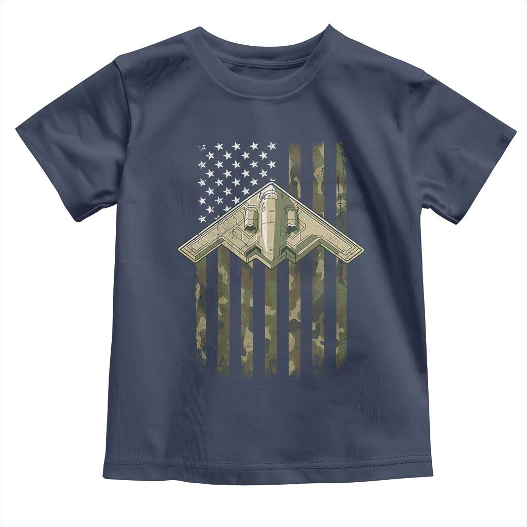 Retro Camo B2 Spirit Toddler T Shirt B-2 Bomber Stealth Aircraft Camouflage US Flag Patriotic TS10 Navy Print Your Wear