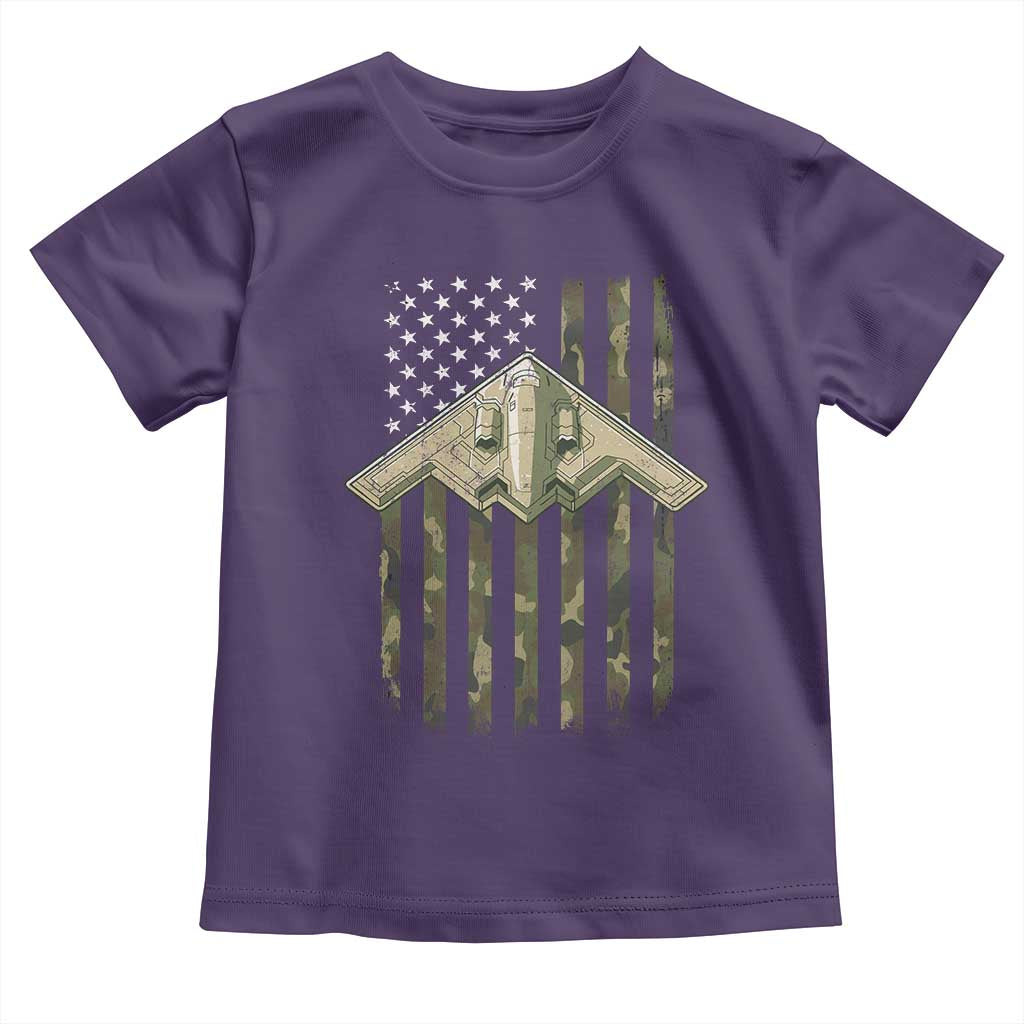 Retro Camo B2 Spirit Toddler T Shirt B-2 Bomber Stealth Aircraft Camouflage US Flag Patriotic TS10 Purple Print Your Wear