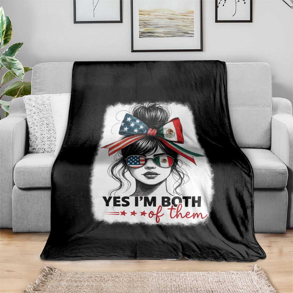 American Mexican Roots Throw Blanket Messy Bun Mexico America Half American Flag TS10 Print Your Wear