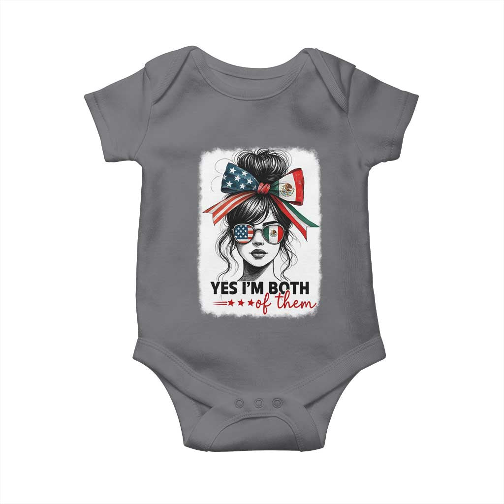 American Mexican Roots Baby Onesie Messy Bun Mexico America Half American Flag TS10 Charcoal Print Your Wear