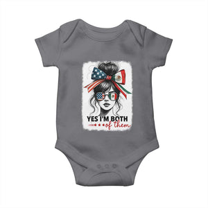 American Mexican Roots Baby Onesie Messy Bun Mexico America Half American Flag TS10 Charcoal Print Your Wear