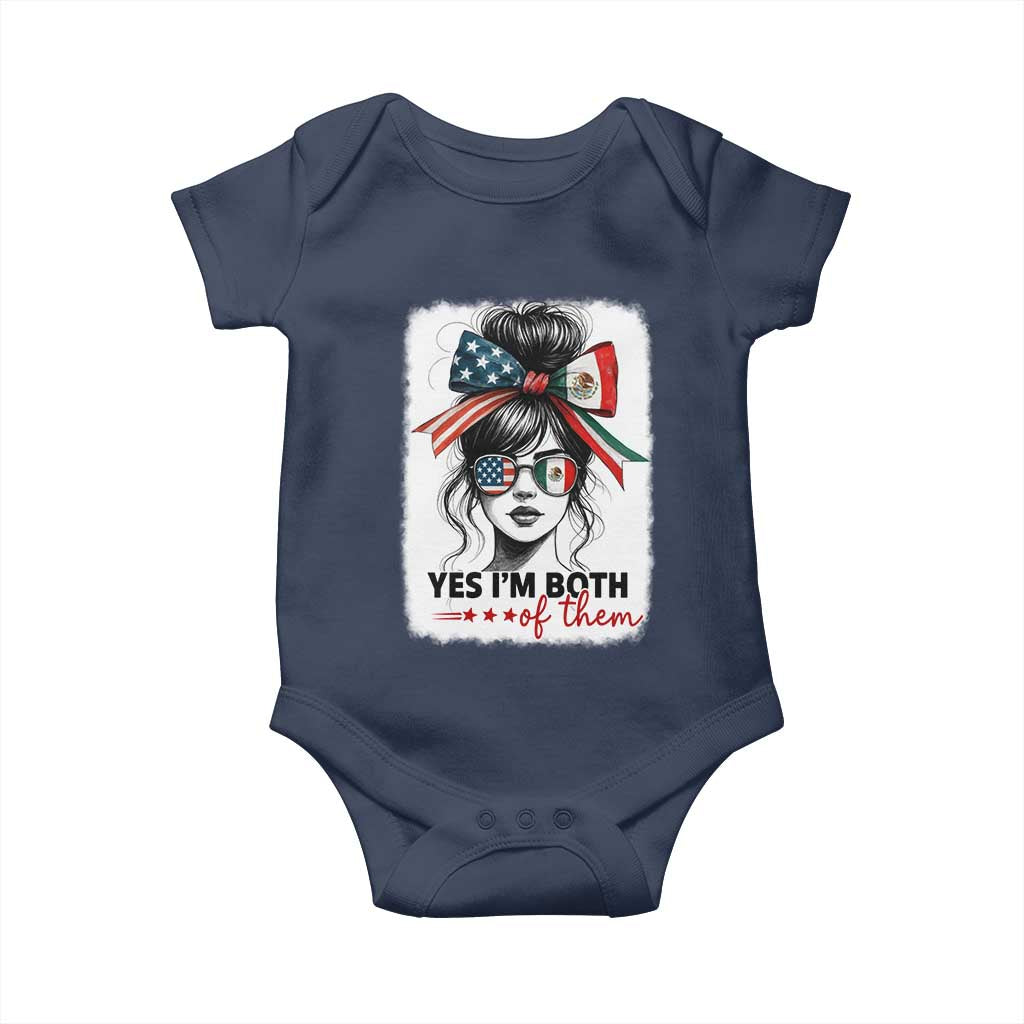 American Mexican Roots Baby Onesie Messy Bun Mexico America Half American Flag TS10 Navy Print Your Wear