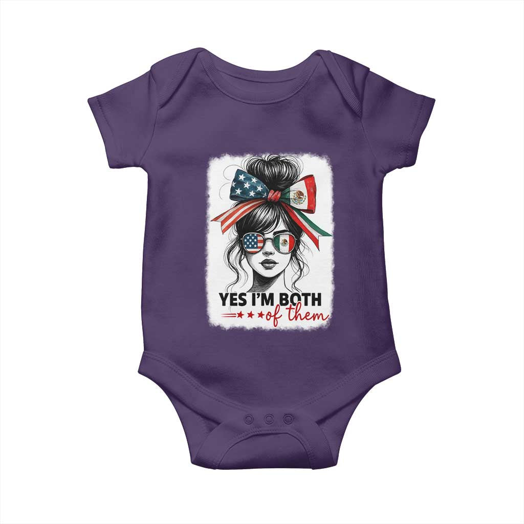 American Mexican Roots Baby Onesie Messy Bun Mexico America Half American Flag TS10 Purple Print Your Wear